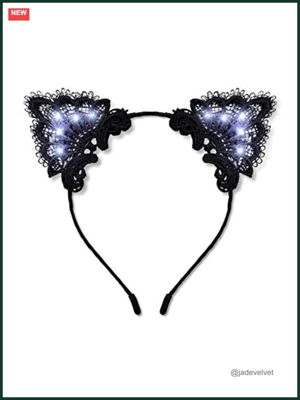 Black Lace Cat Ears Headband LED Light Up Costume